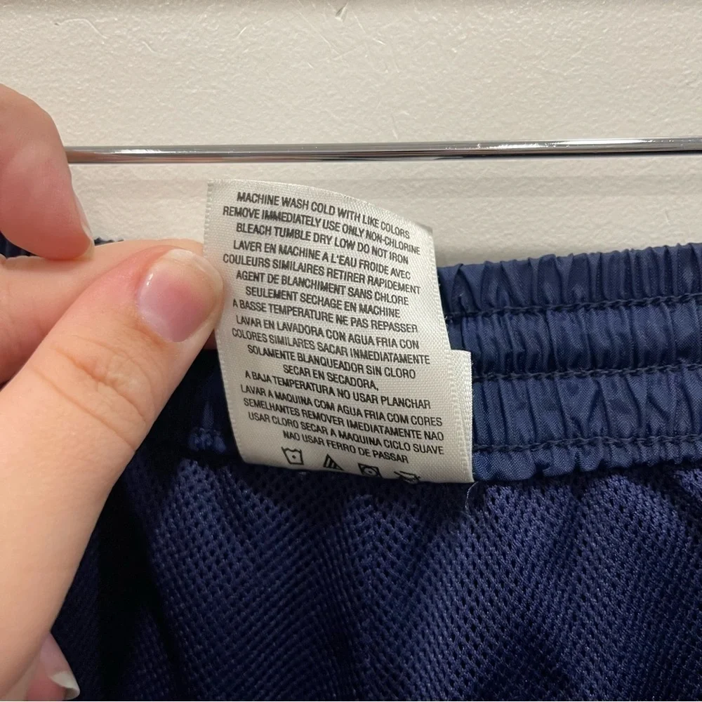 Vintage Adidas Stripe Trim Wind Nylon Pants Wide Leg Adjustable Blue Large